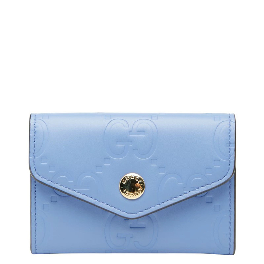 Gucci GG Icon Card Case Wallet Business Purple Leather